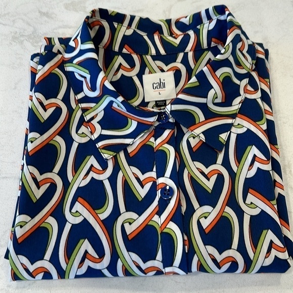 Cabi | Armour Blue Heart Chain Print Collared Sleeveless Shirtdress Style 5370 - Picture 16 of 16